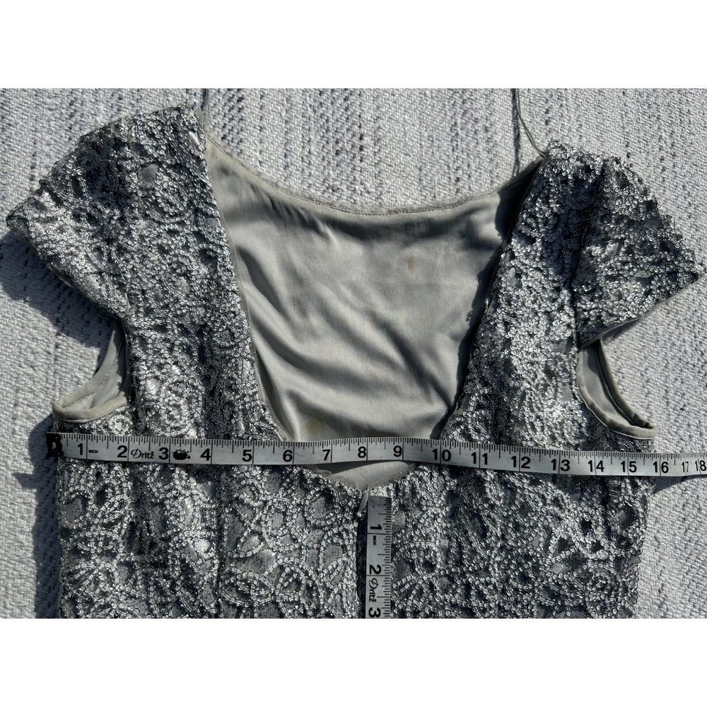 Simply Liliana Womens Silver Gray 8 Dress Sequence Formal Shimmer Sheath Midi - Picture 14 of 14